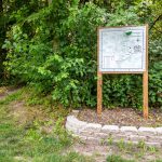 The hiking trail head on Forest Park grounds